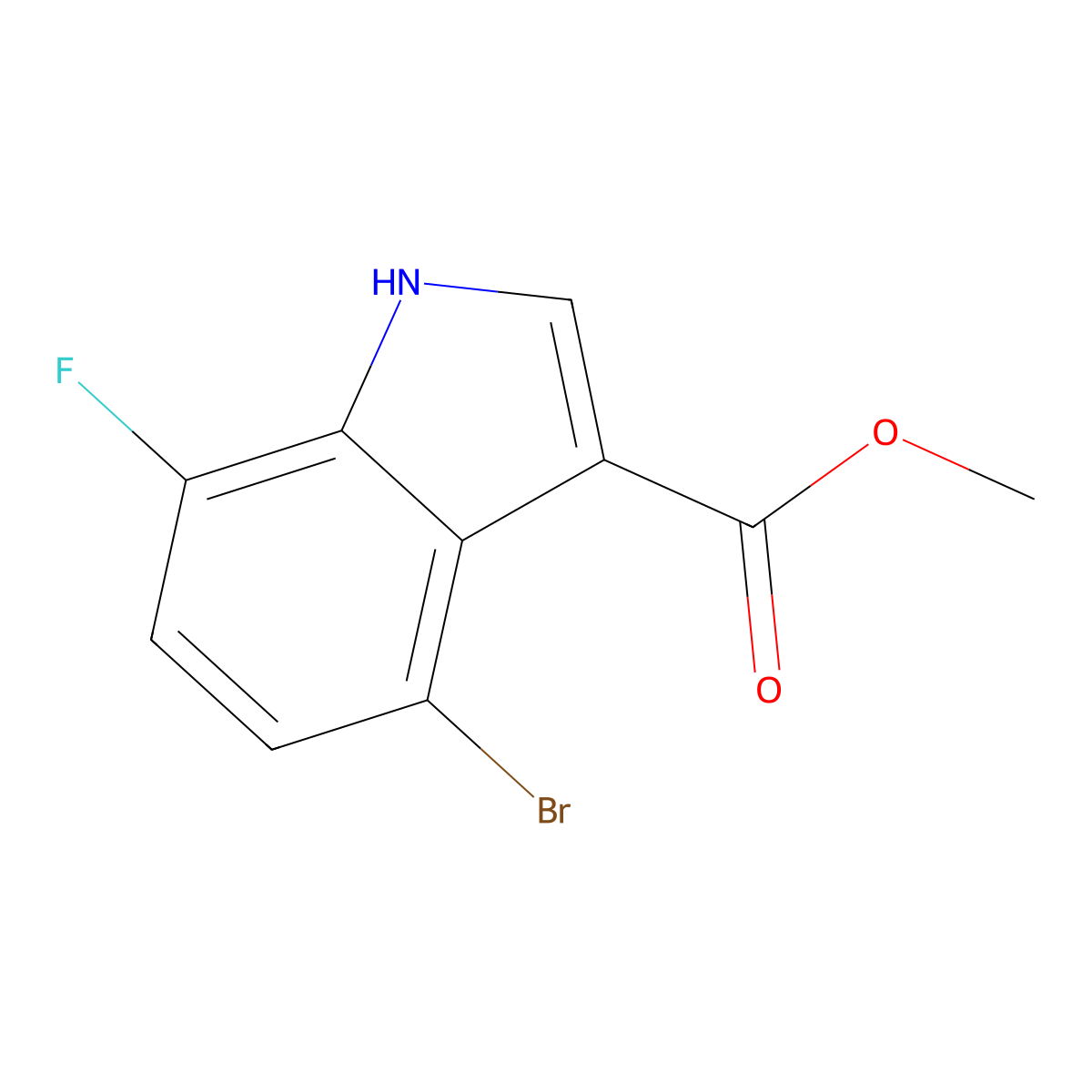 Methyl 4-bromo-7-fluoro-1H-indole-3-carboxylate molecular structure, CAS 1360891-83-3