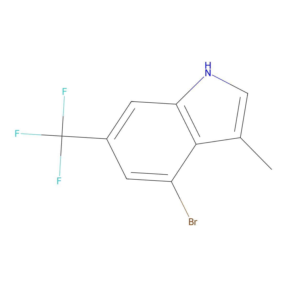 4-Bromo-3-methyl-6-(trifluoromethyl)-1H-indole molecular structure, CAS 1360893-22-6