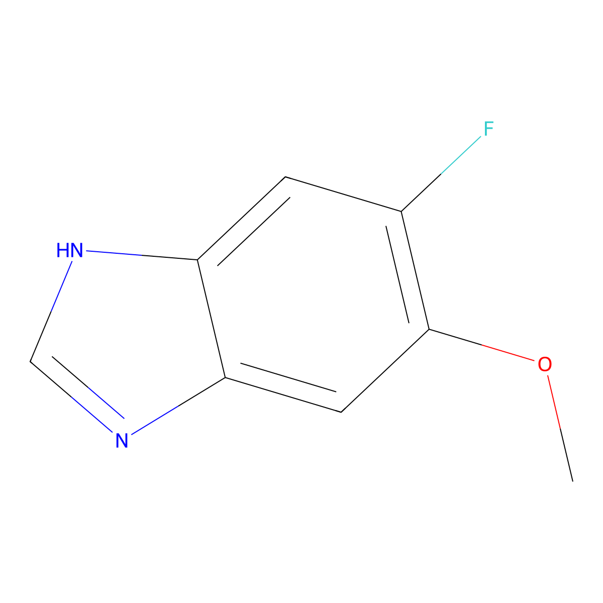 6-fluoro-5-methoxy-1H-1,3-benzodiazole molecular structure, CAS 1360899-25-7