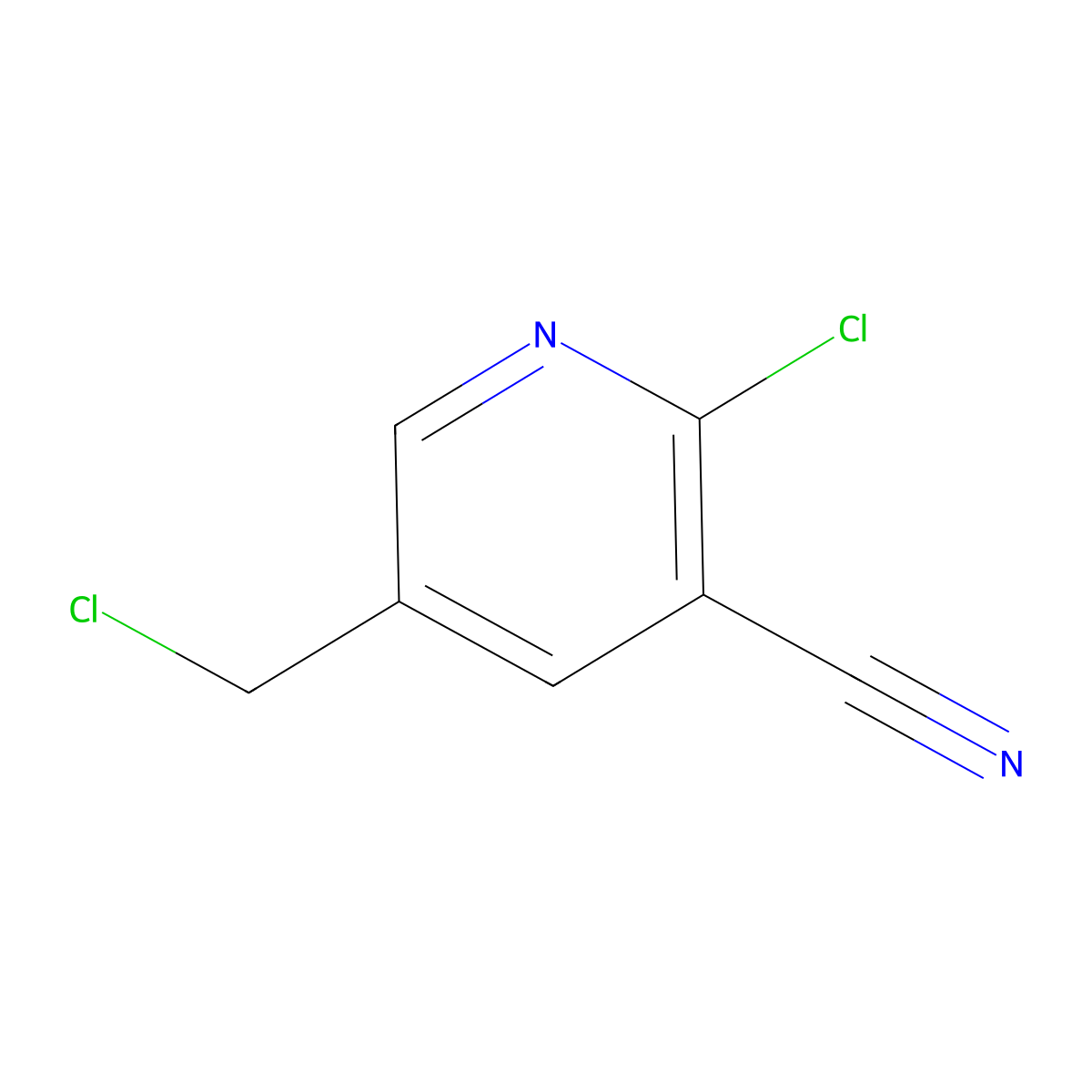 2-Chloro-5-(chloromethyl)nicotinonitrile molecular structure, CAS 1360900-22-6