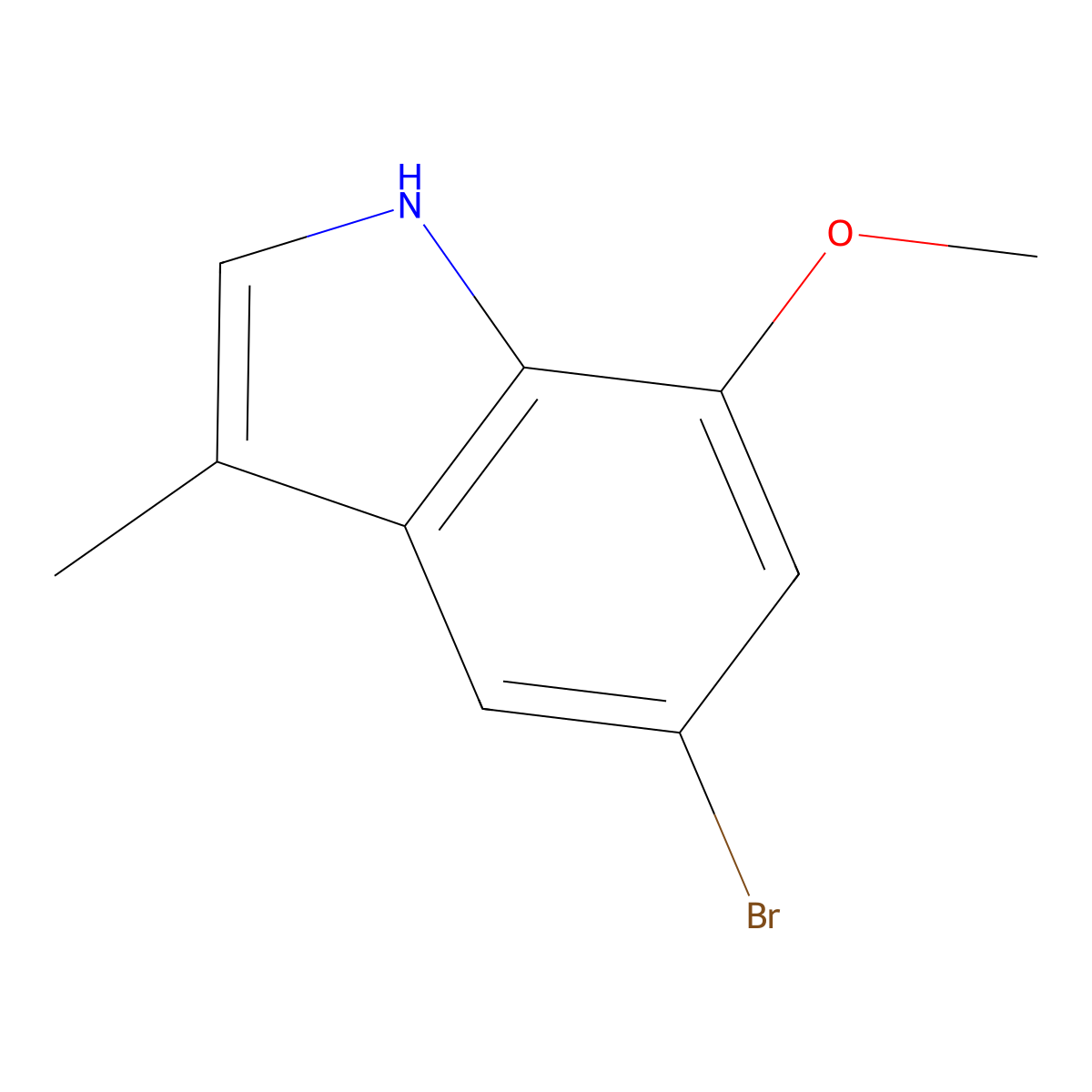5-Bromo-7-methoxy-3-methyl-1H-indole molecular structure, CAS 1360902-32-4