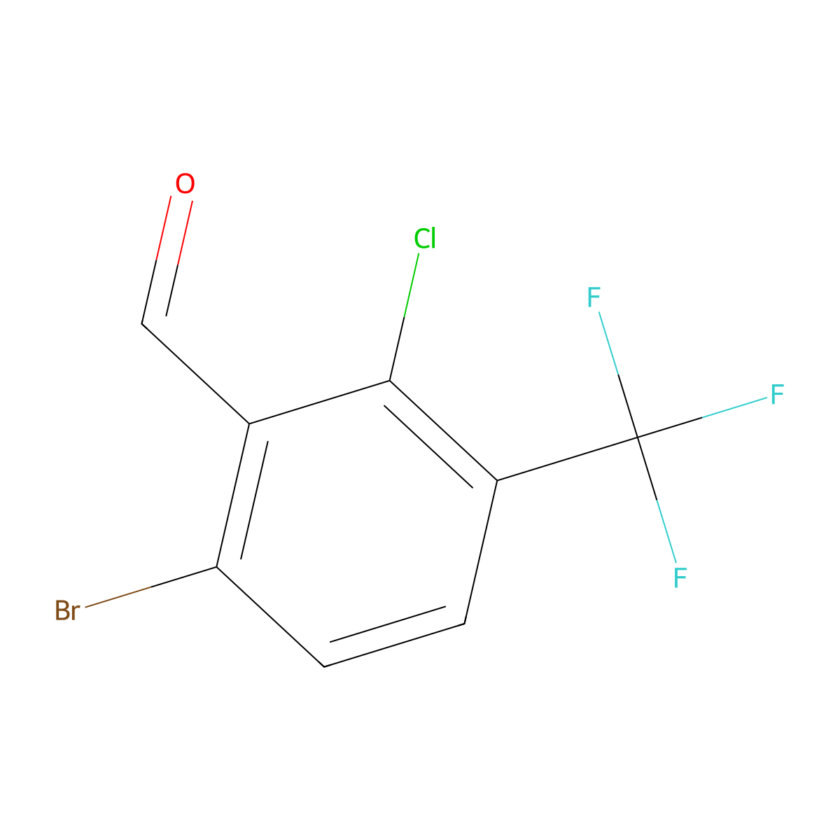6-Bromo-2-chloro-3-(trifluoromethyl)benzaldehyde molecular structure, CAS 1360914-21-1