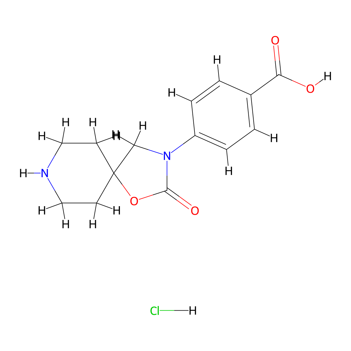 4-{2-Oxo-1-oxa-3,8-diazaspiro[4.5]decan-3-ylbenzoic acid hydrochloride molecular structure, CAS 1360914-54-0