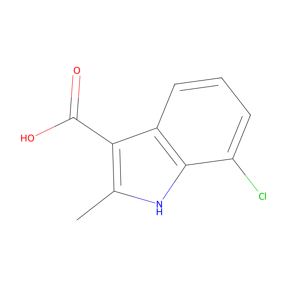 7-chloro-2-methyl-1H-indole-3-carboxylic acid molecular structure, CAS 1360923-12-1