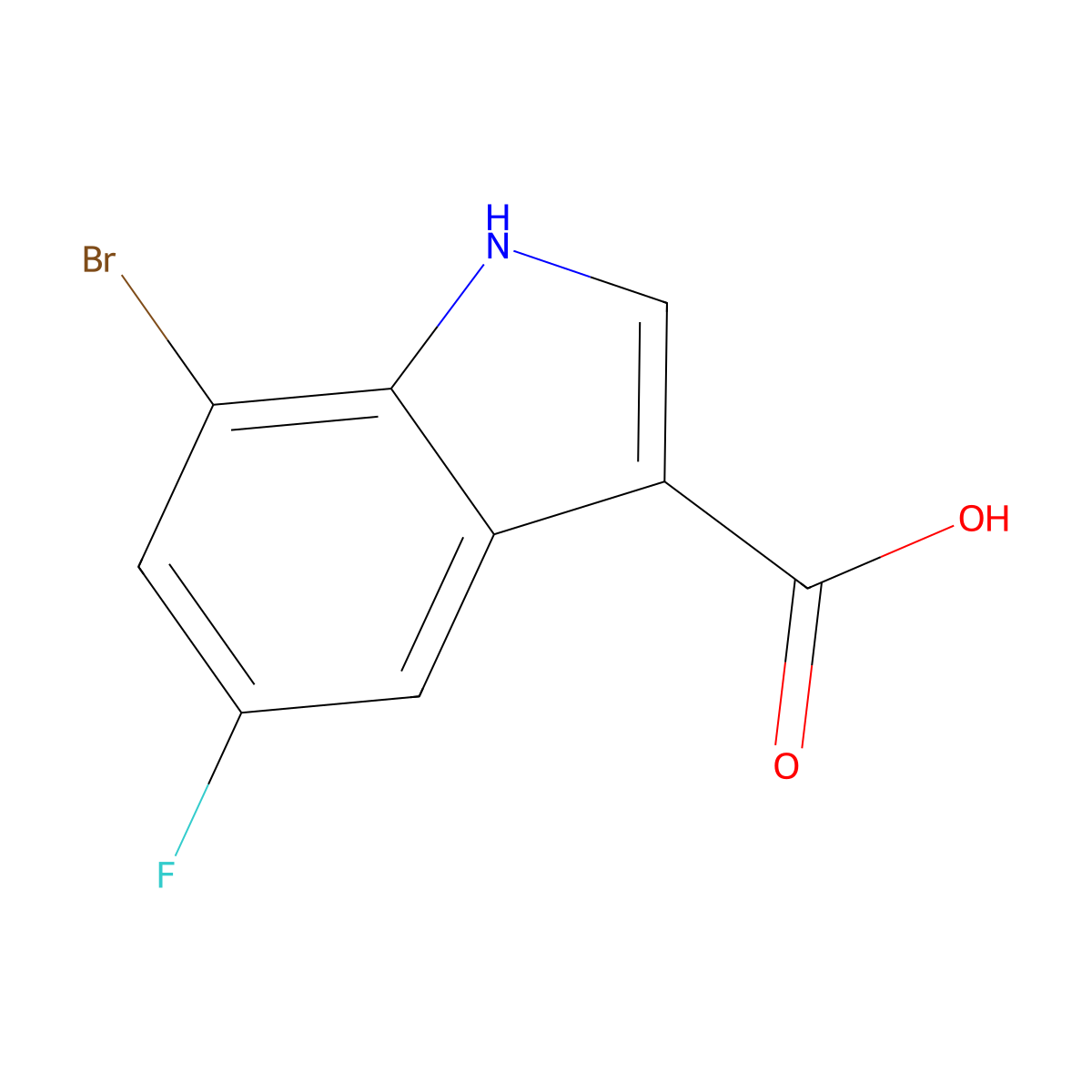 7-bromo-5-fluoro-1H-indole-3-carboxylic acid molecular structure, CAS 1360923-58-5
