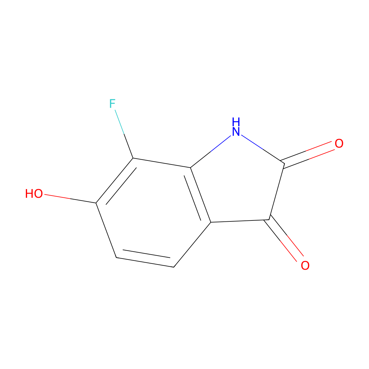 7-fluoro-6-hydroxy-2,3-dihydro-1H-indole-2,3-dione molecular structure, CAS 1360927-50-9