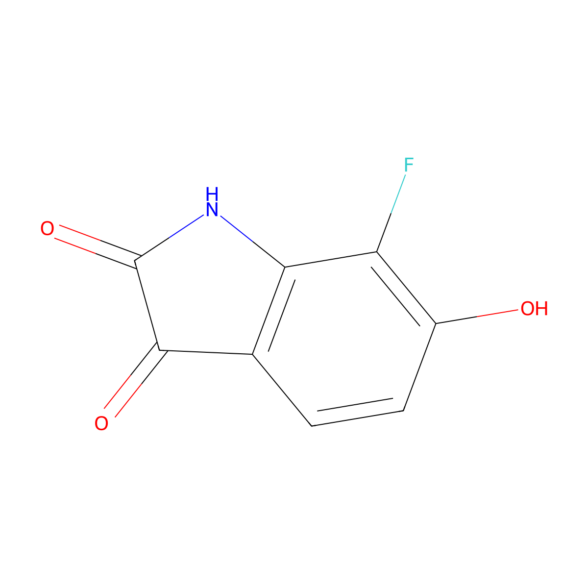 7-fluoro-6-hydroxy-2,3-dihydro-1H-indole-2,3-dione molecular structure, CAS 1360927-50-9