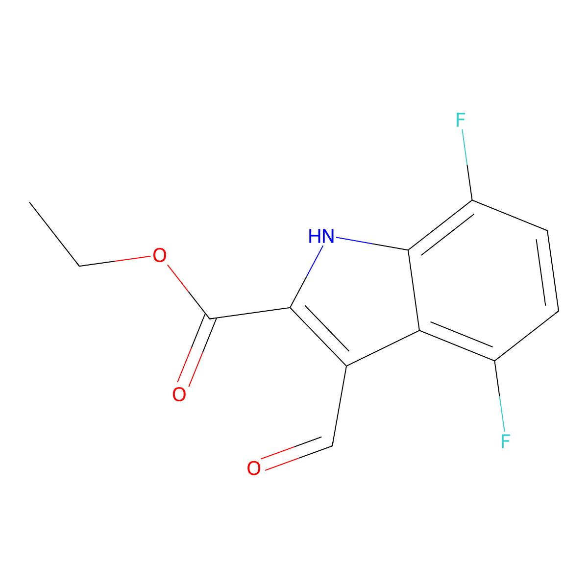 Ethyl 4,7-difluoro-3-formyl-1H-indole-2-carboxylate molecular structure, CAS 1360927-95-2