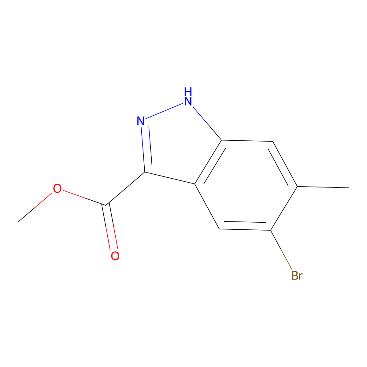 Methyl 5-bromo-6-methyl-1H-indazole-3-carboxylate molecular structure, CAS 1360928-27-3