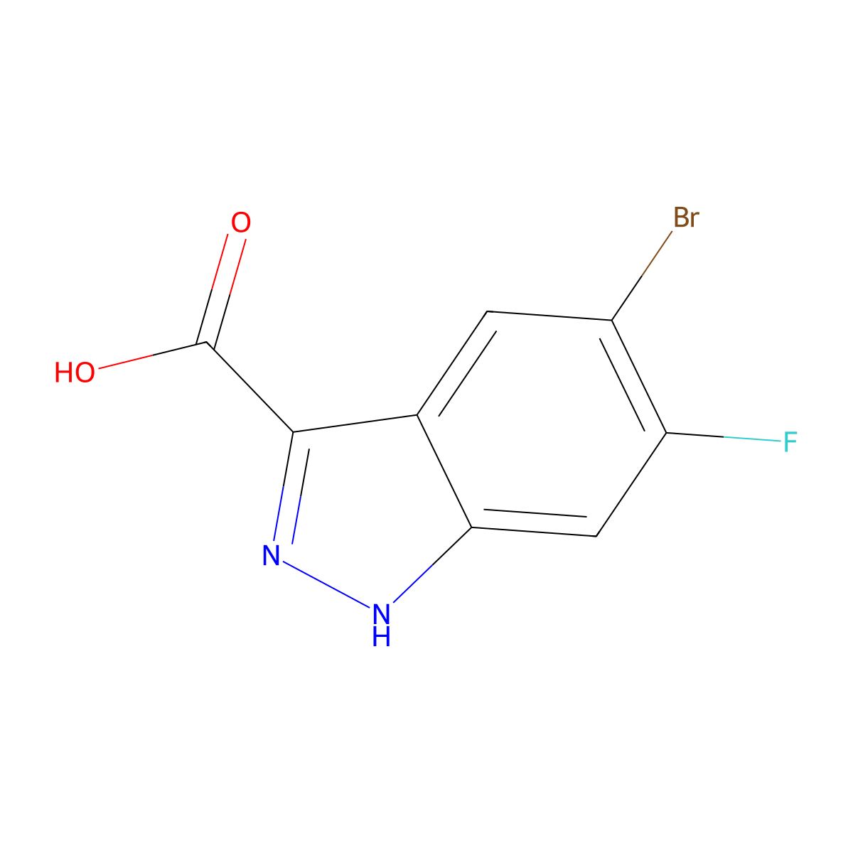 5-bromo-6-fluoro-1H-indazole-3-carboxylic acid molecular structure, CAS 1360928-47-7