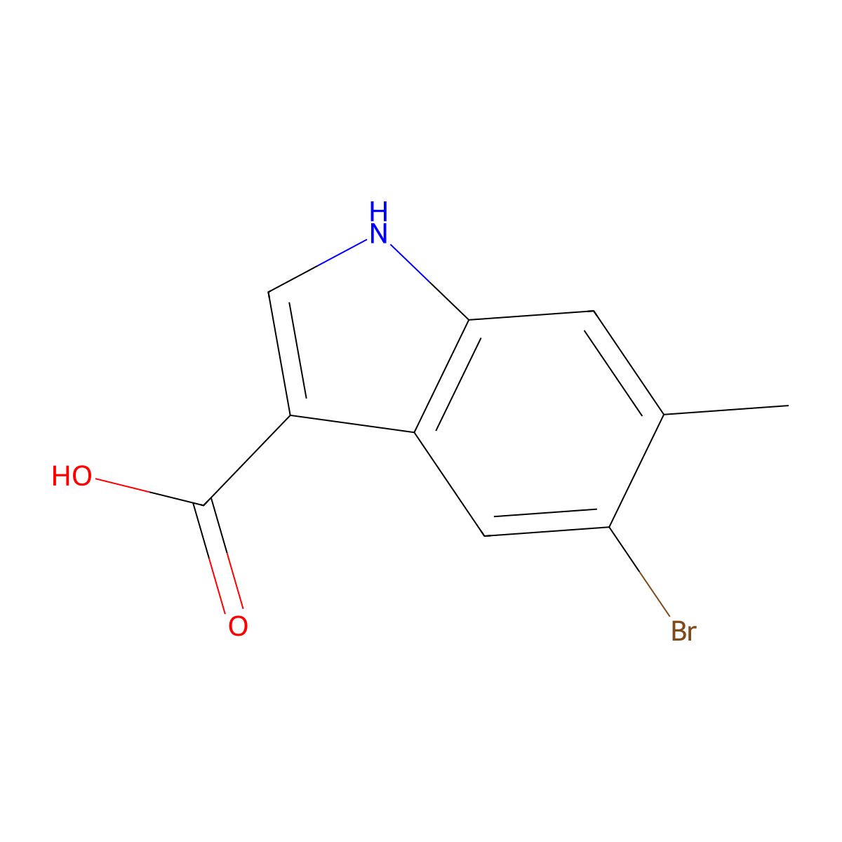 5-bromo-6-methyl-1H-Indole-3-carboxylic acid molecular structure, CAS 1360928-54-6