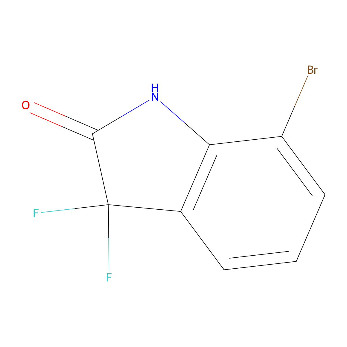 7-bromo-3,3-difluoro-2,3-dihydro-1H-indol-2-one molecular structure, CAS 1360928-68-2
