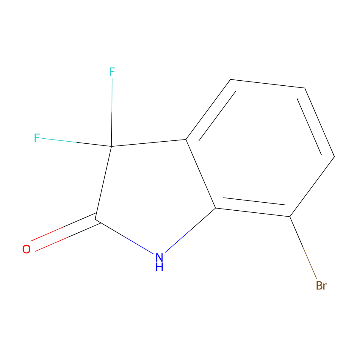 7-bromo-3,3-difluoro-2,3-dihydro-1H-indol-2-one molecular structure, CAS 1360928-68-2