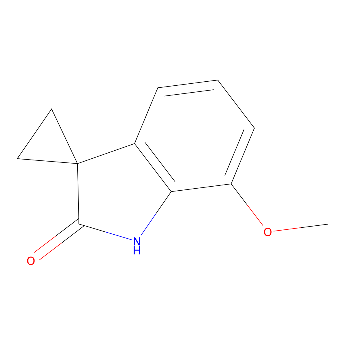 7'-Methoxyspiro[cyclopropane-1,3'-indolin]-2'-one molecular structure, CAS 1360931-82-3