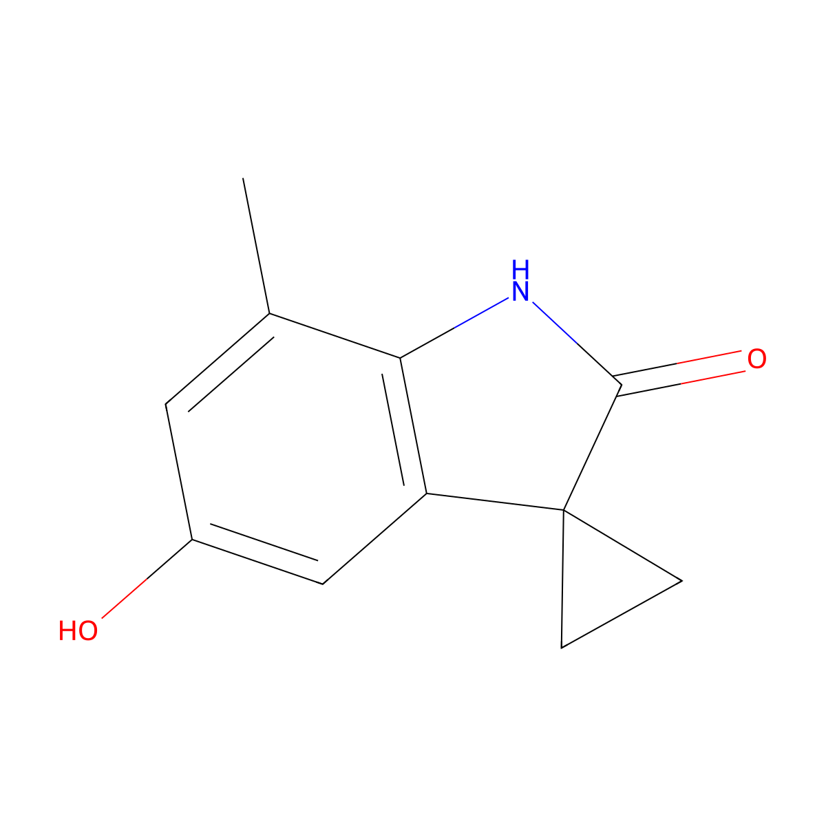5'-Hydroxy-7'-methyl-1',2'-dihydrospiro[cyclopropane-1,3'-indole]-2'-one molecular structure, CAS 1360931-98-1