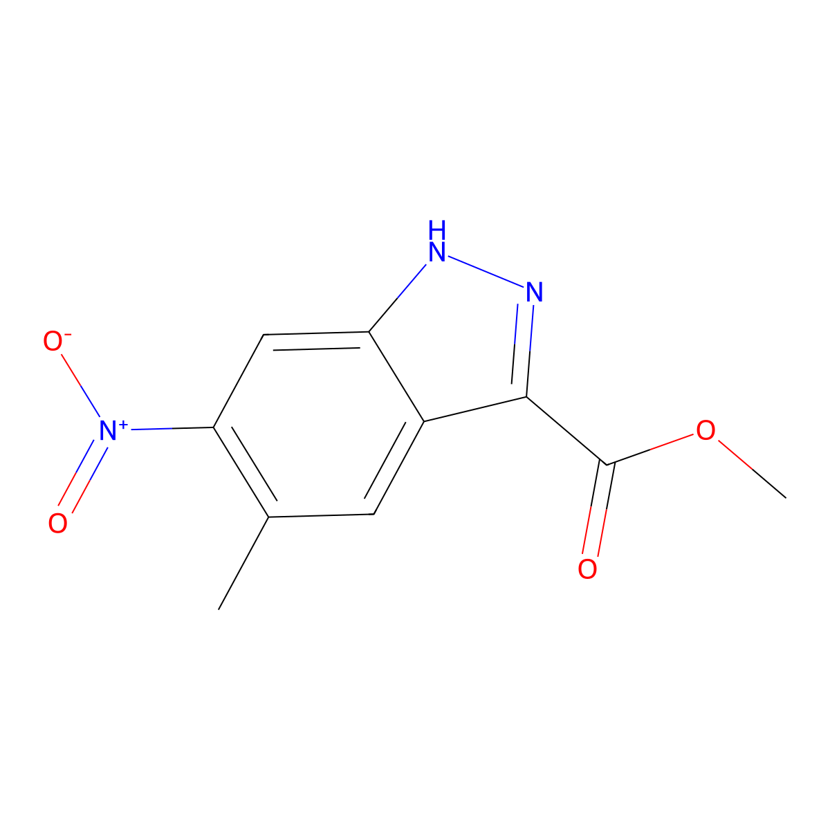 Methyl 5-methyl-6-nitro-1H-indazole-3-carboxylate molecular structure, CAS 1360932-14-4