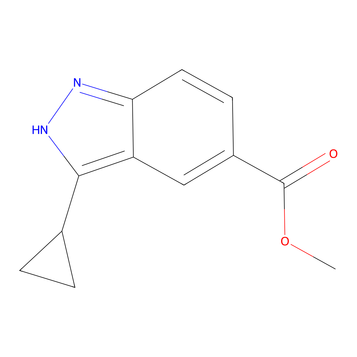 1H-Indazole-5-carboxylic acid, 3-cyclopropyl-, methyl ester molecular structure, CAS 1360934-70-8