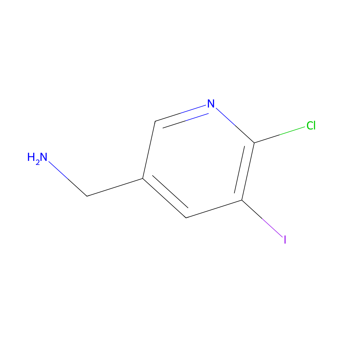 (6-Chloro-5-iodopyridin-3-yl)methanamine molecular structure, CAS 1360934-88-8