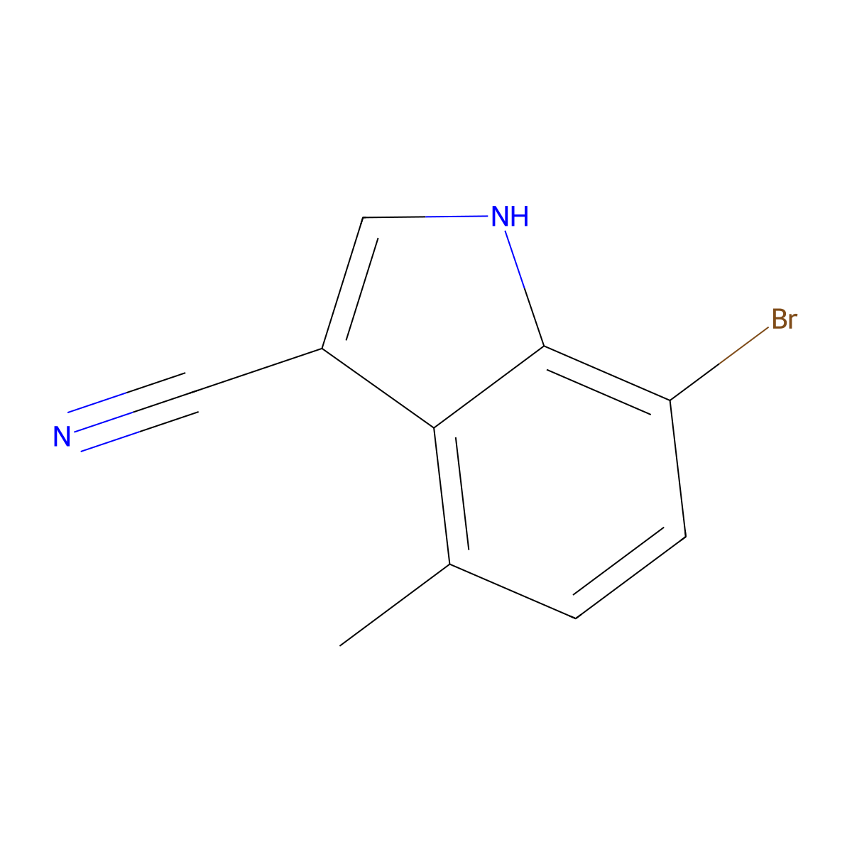 7-bromo-4-methyl-1H-indole-3-carbonitrile molecular structure, CAS 1360937-13-8