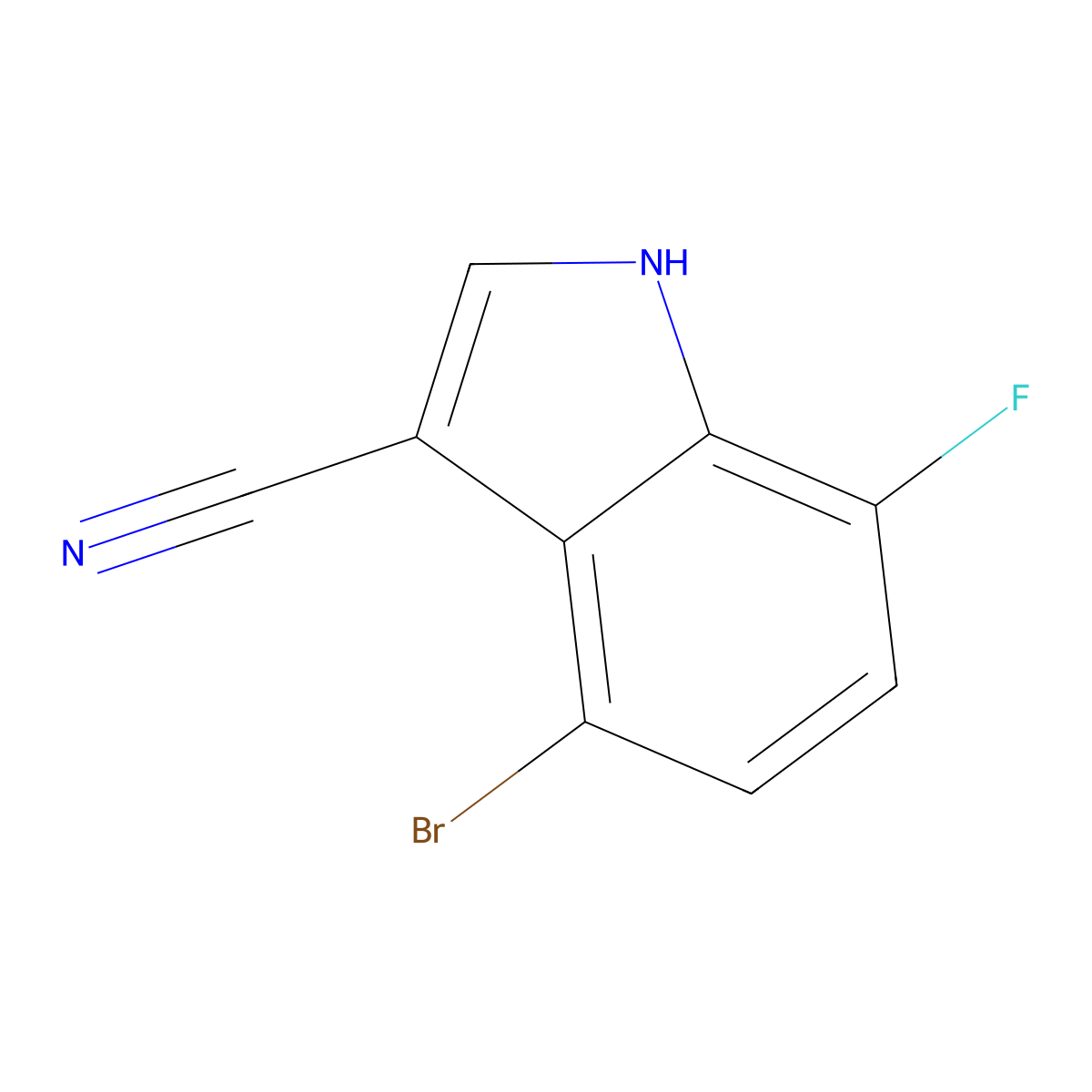4-Bromo-7-fluoro-1H-indole-3-carbonitrile molecular structure, CAS 1360937-19-4
