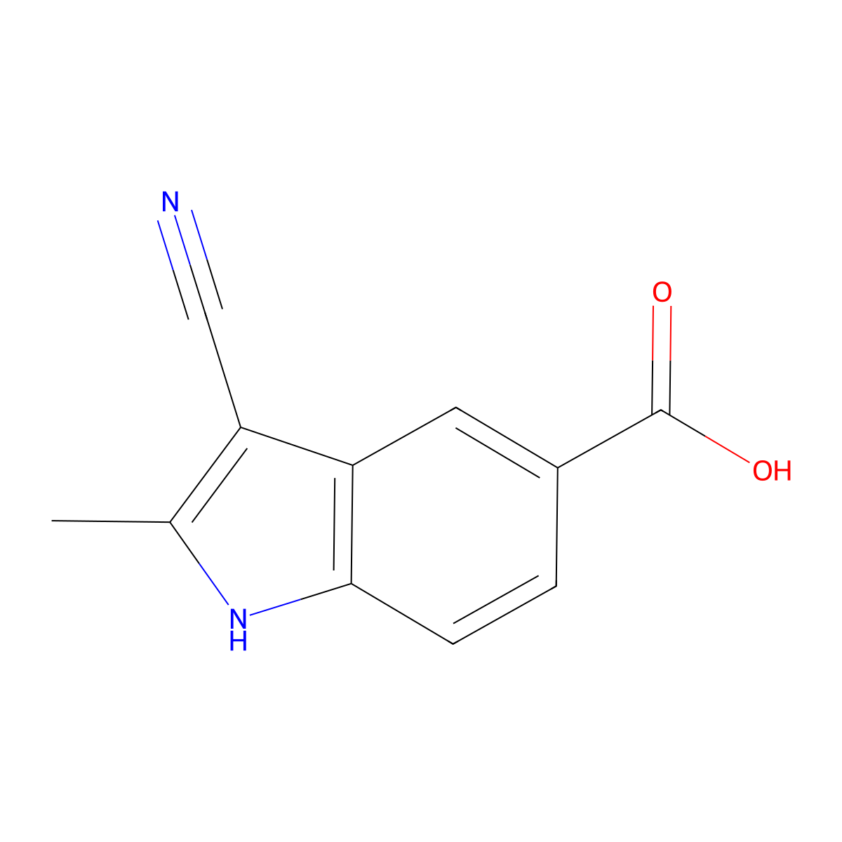 3-cyano-2-methyl-1H-indole-5-carboxylic acid molecular structure, CAS 1360937-64-9
