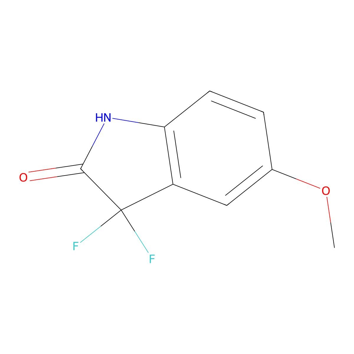 3,3-Difluoro-5-methoxyindolin-2-one molecular structure, CAS 1360943-66-3