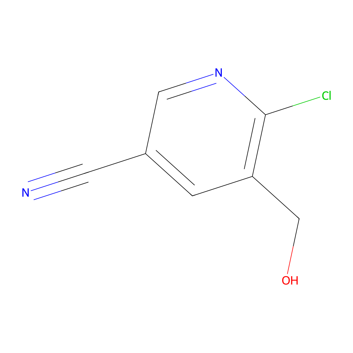 6-Chloro-5-(hydroxymethyl)pyridine-3-carbonitrile molecular structure, CAS 1360944-06-4