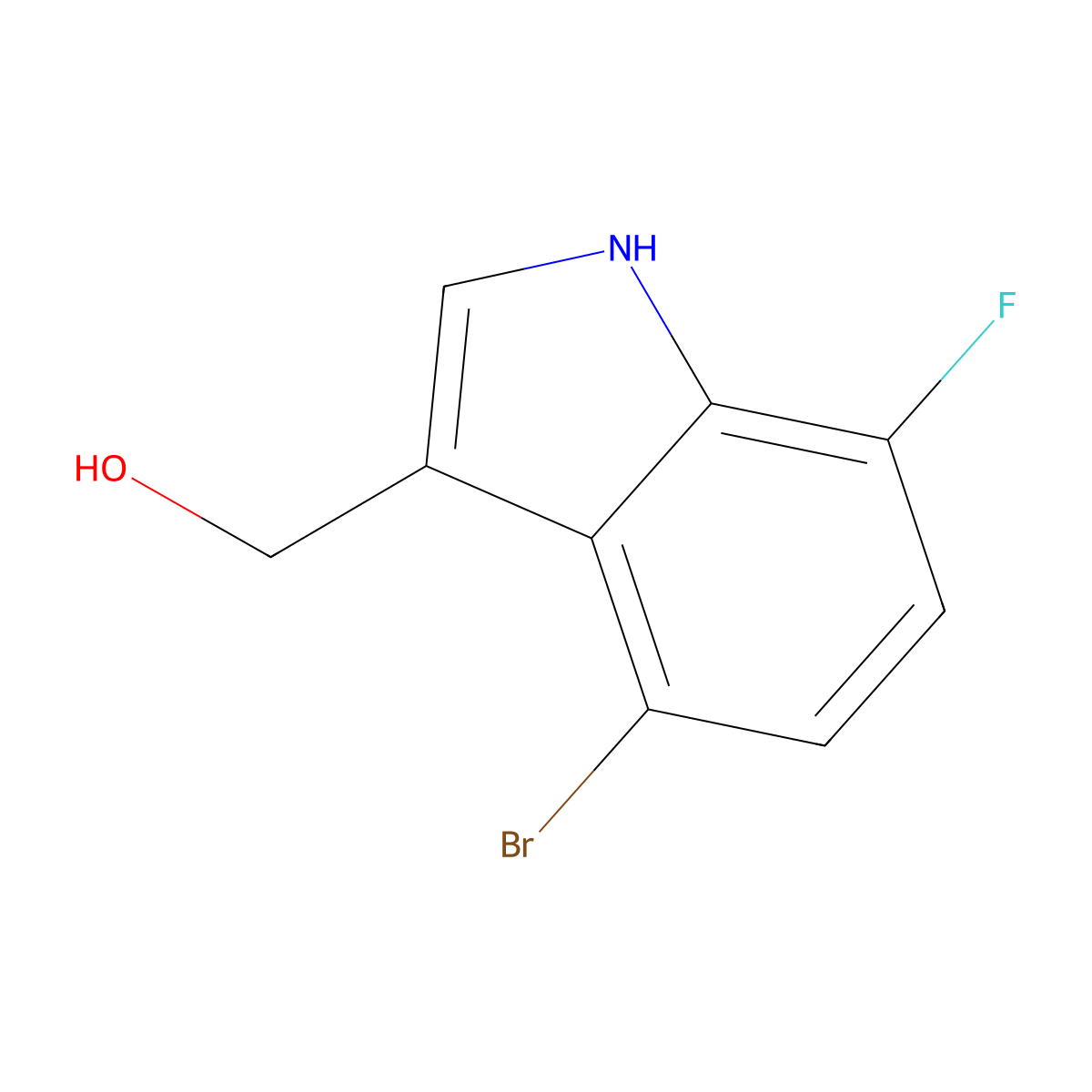 (4-Bromo-7-fluoro-1H-indol-3-yl)methanol molecular structure, CAS 1360946-31-1