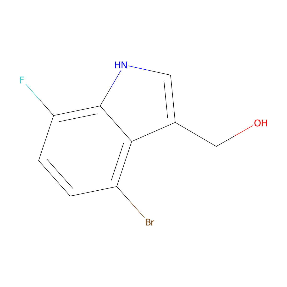 (4-Bromo-7-fluoro-1H-indol-3-yl)methanol molecular structure, CAS 1360946-31-1