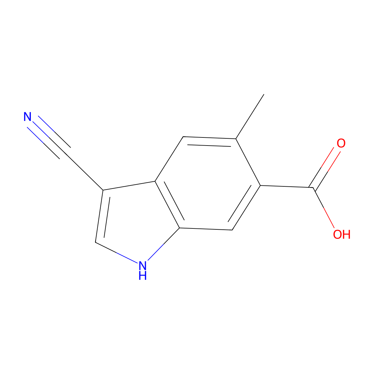 3-cyano-5-methyl-1H-indole-6-carboxylic acid molecular structure, CAS 1360946-48-0
