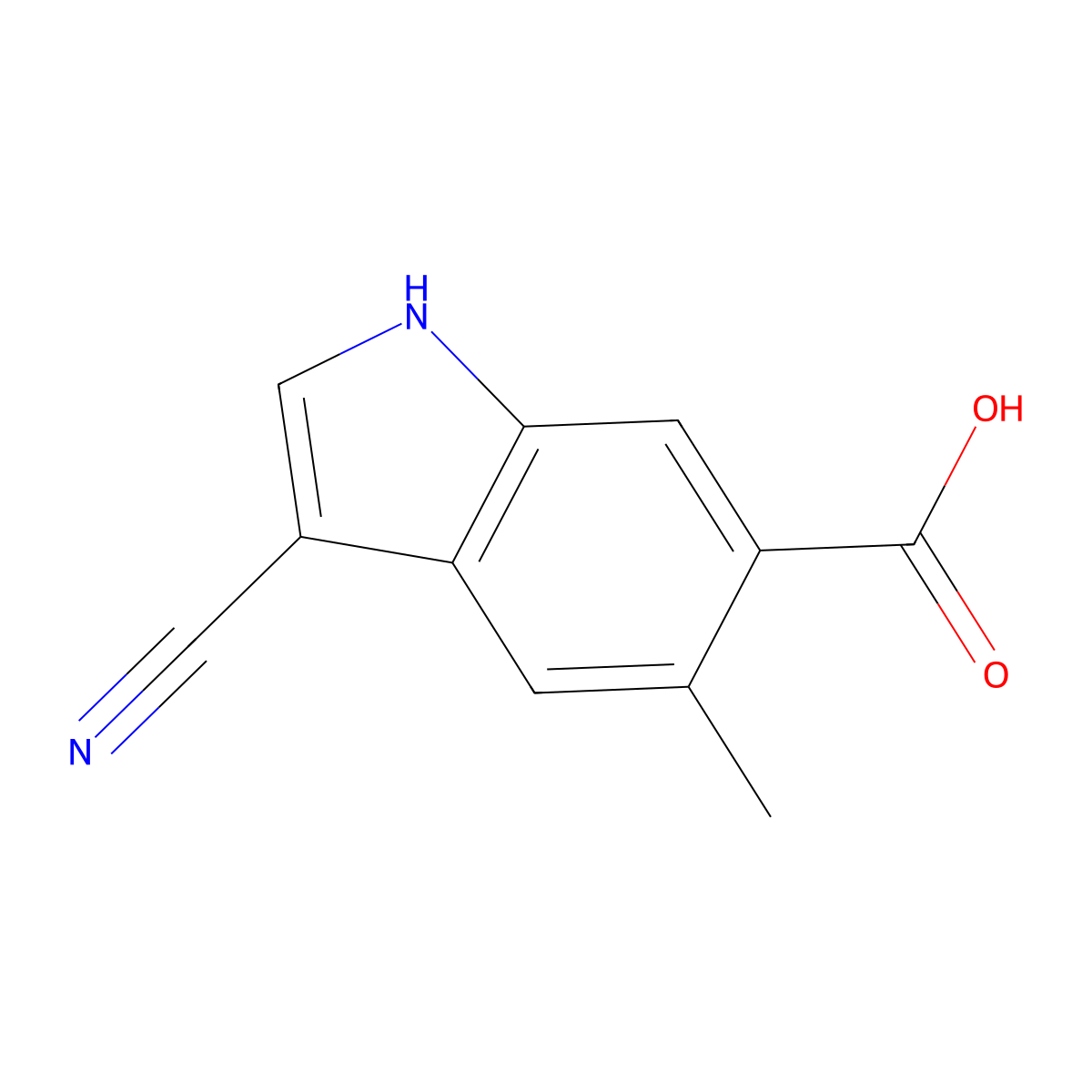 3-cyano-5-methyl-1H-indole-6-carboxylic acid molecular structure, CAS 1360946-48-0