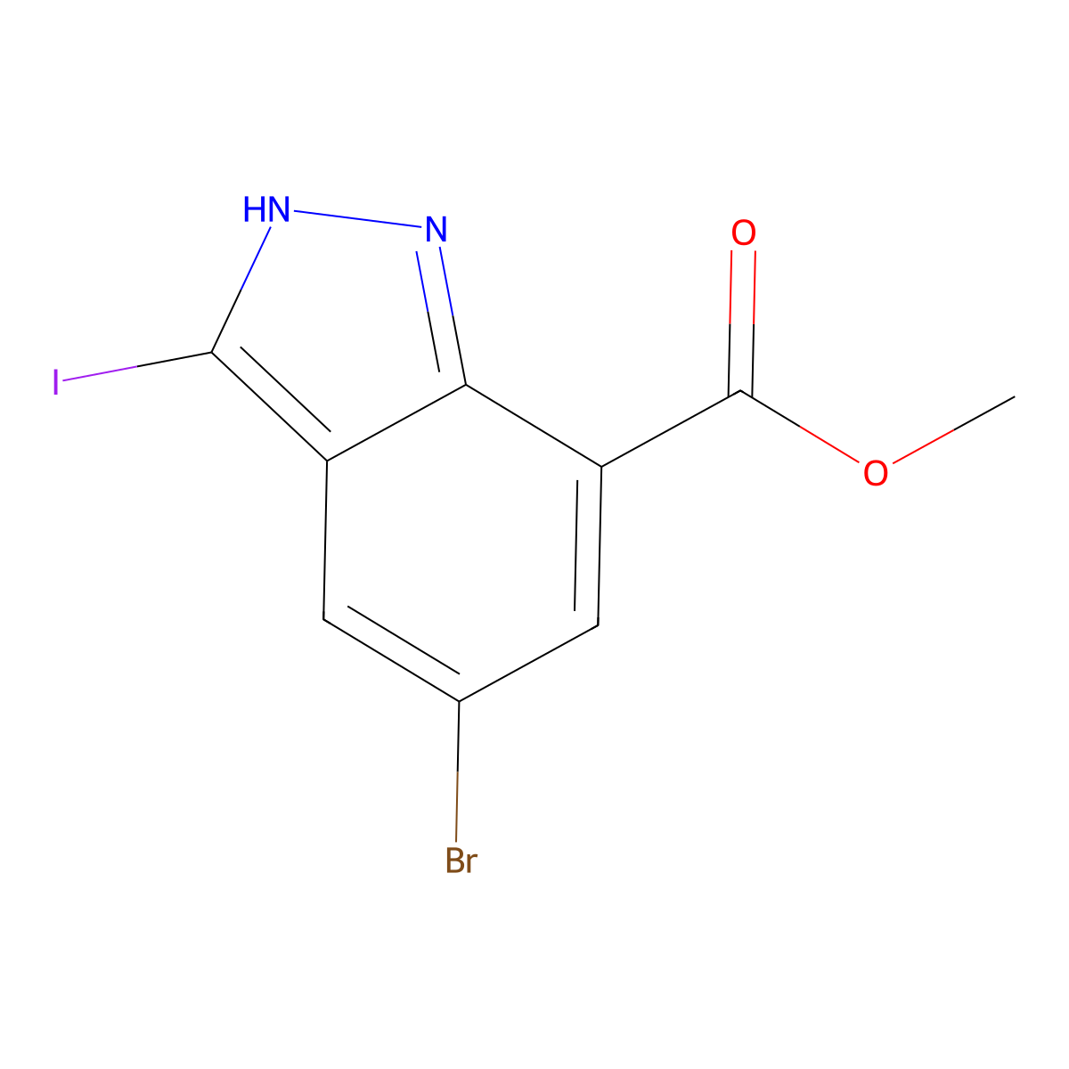 Methyl 5-bromo-3-iodo-1h-indazole-7-carboxylate molecular structure, CAS 1360946-89-9