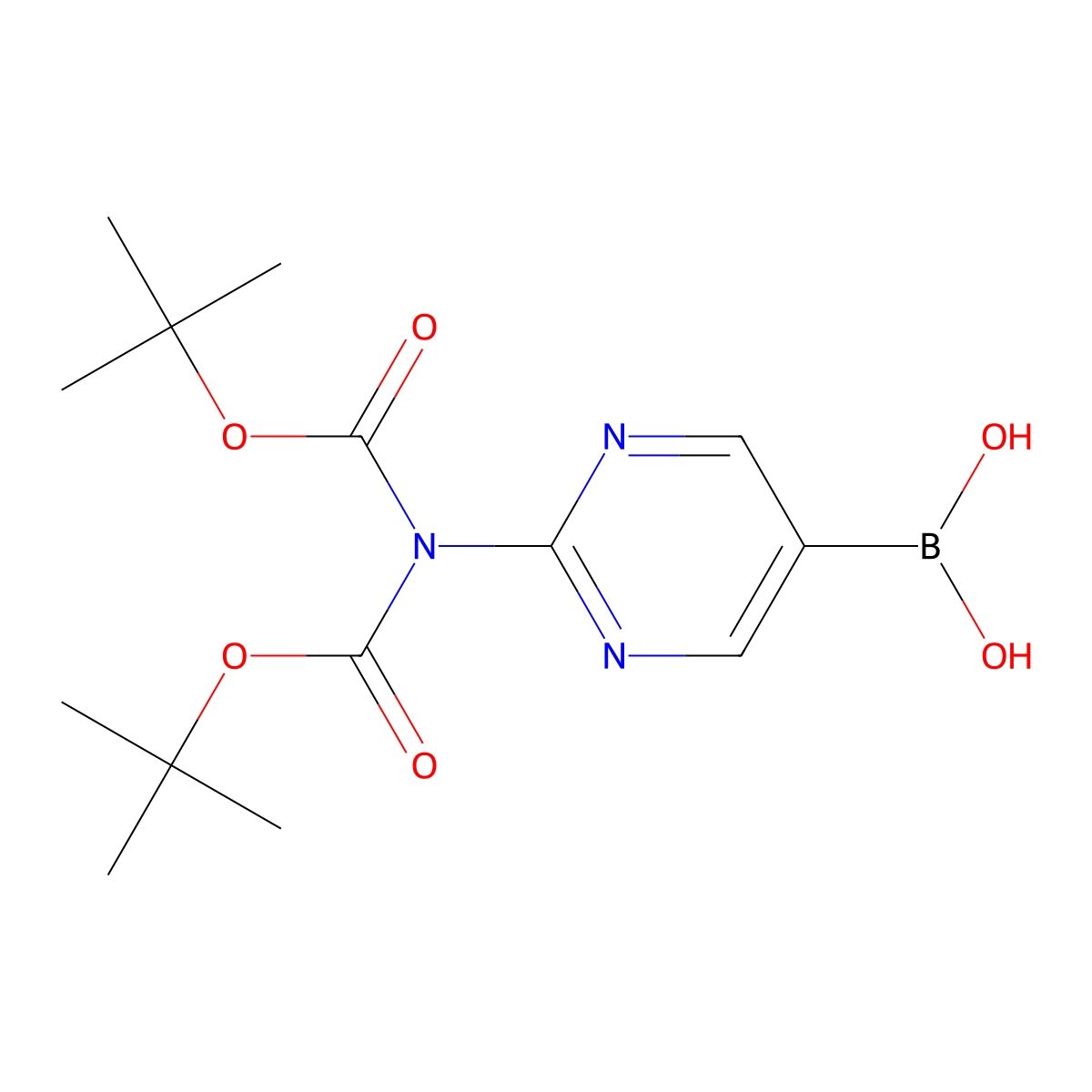 2-(5-Borono-2-pyrimidinyl)imidodicarbonic acid 1,3-bis(tert-butyl) ester molecular structure, CAS 1360950-40-8