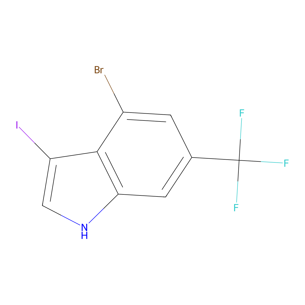 4-Bromo-3-iodo-6-(trifluoromethyl)-1H-indole molecular structure, CAS 1360951-88-7