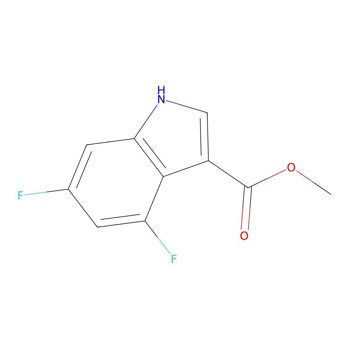 Methyl 4,6-difluoro-1H-indole-3-carboxylate molecular structure, CAS 1360953-08-7