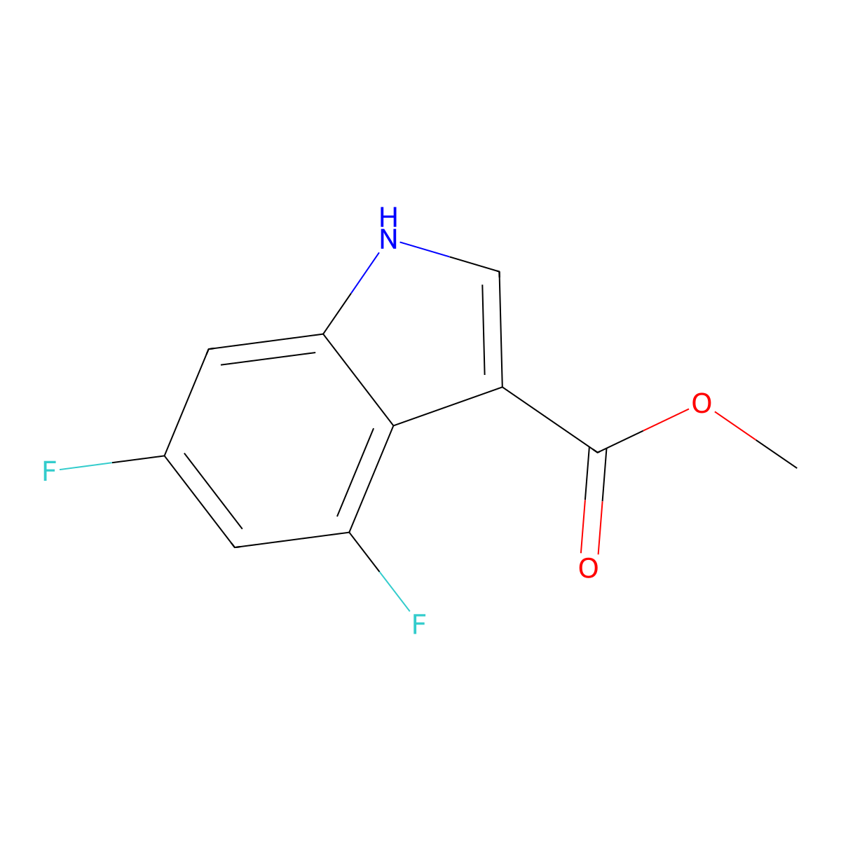 Methyl 4,6-difluoro-1H-indole-3-carboxylate molecular structure, CAS 1360953-08-7