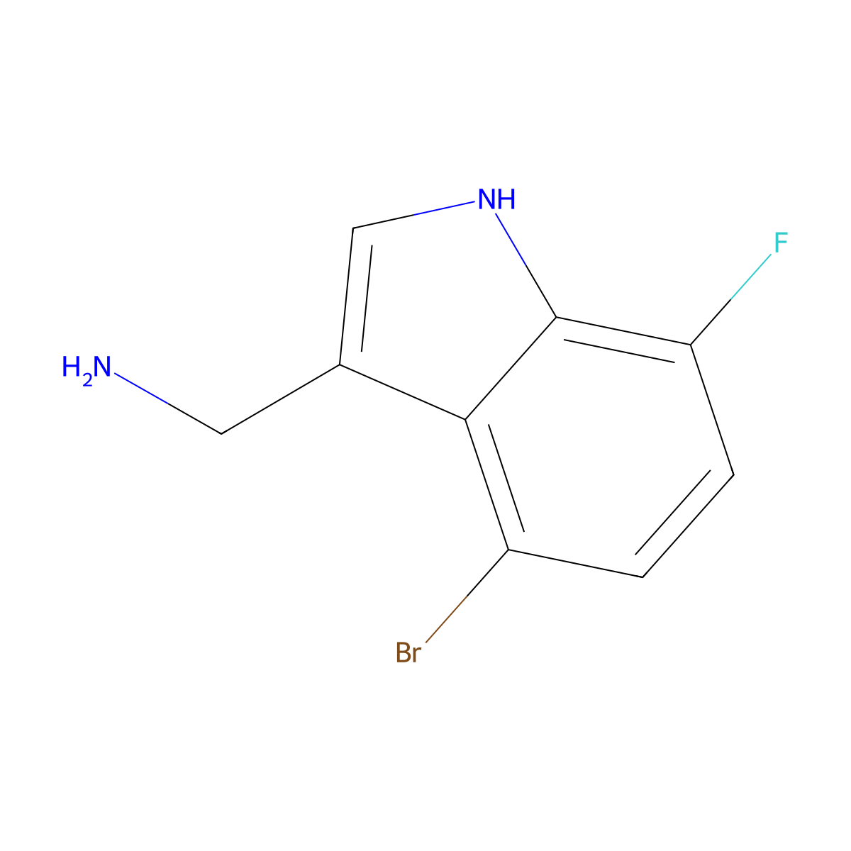 (4-Bromo-7-fluoro-1H-indol-3-yl)methanamine molecular structure, CAS 1360953-34-9