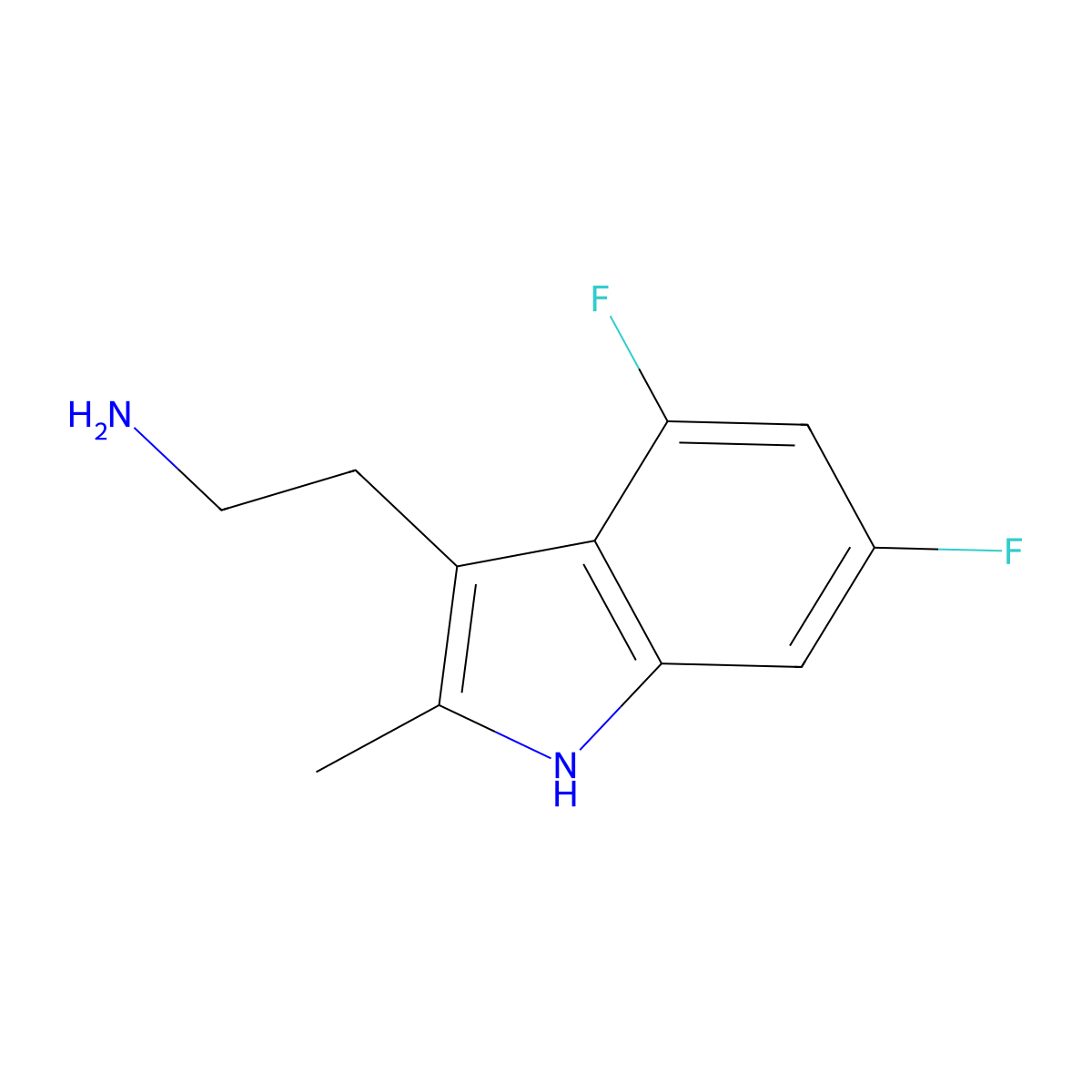 2-(4,6-difluoro-2-methyl-1H-indol-3-yl)ethan-1-amine molecular structure, CAS 1360955-36-7
