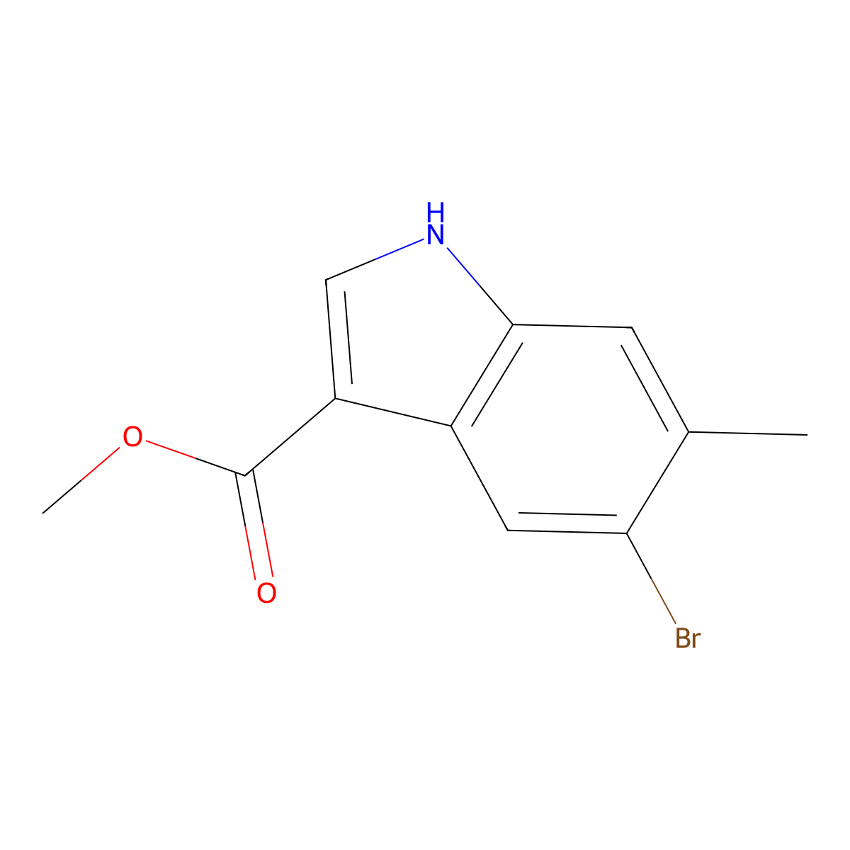 methyl 5-bromo-6-methyl-1H-indole-3-carboxylate molecular structure, CAS 1360957-60-3