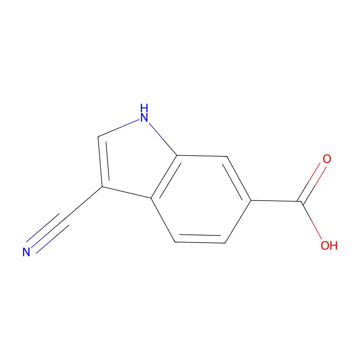 3-cyano-1H-indole-6-carboxylic acid molecular structure, CAS 1360958-85-5