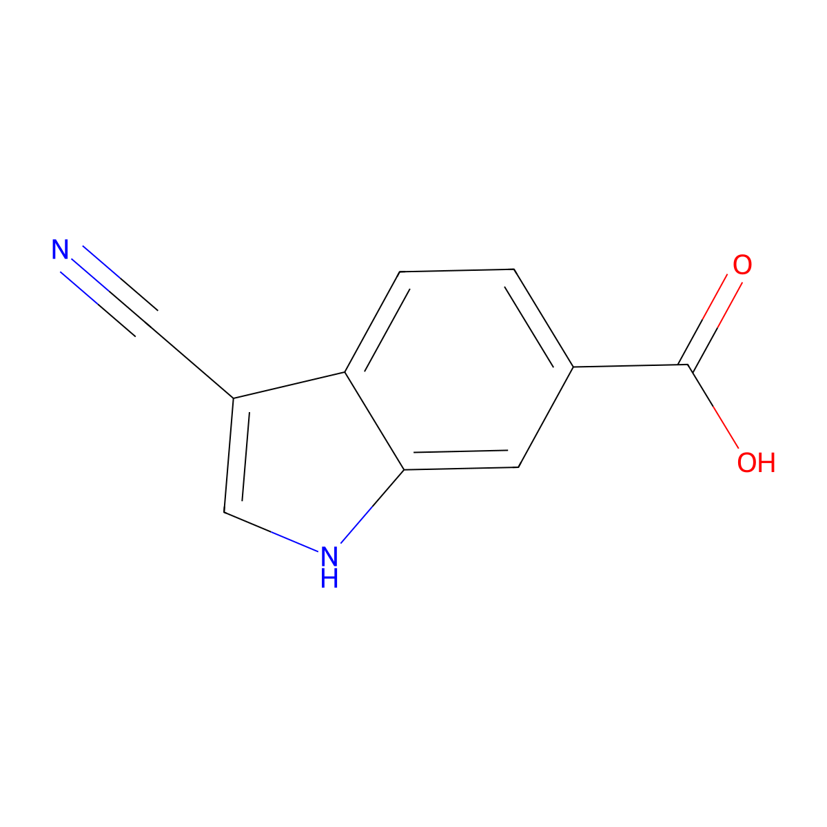 3-cyano-1H-indole-6-carboxylic acid molecular structure, CAS 1360958-85-5