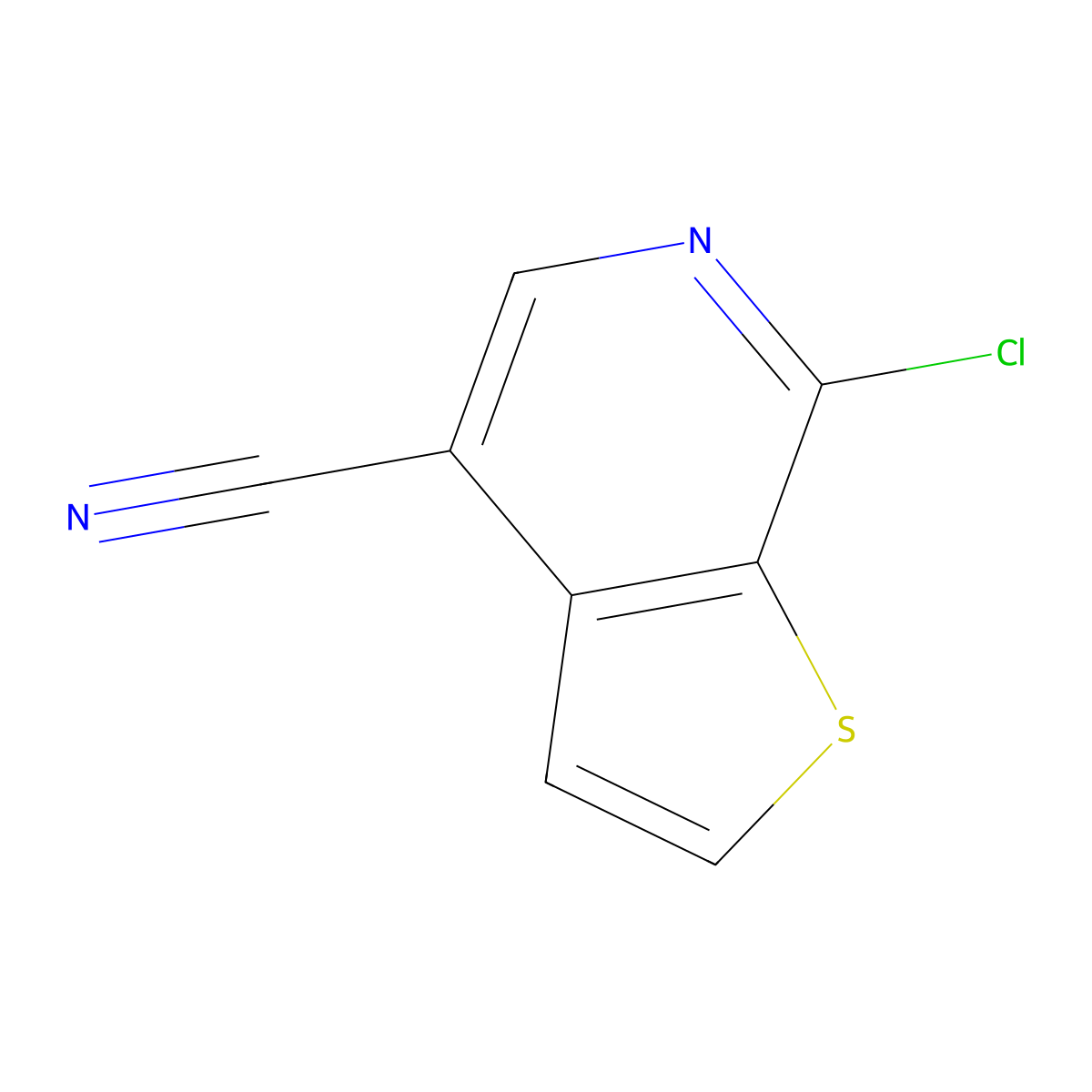 7-Chlorothieno(2,3-c)pyridine-4-carbonitrile molecular structure, CAS 1360959-30-3