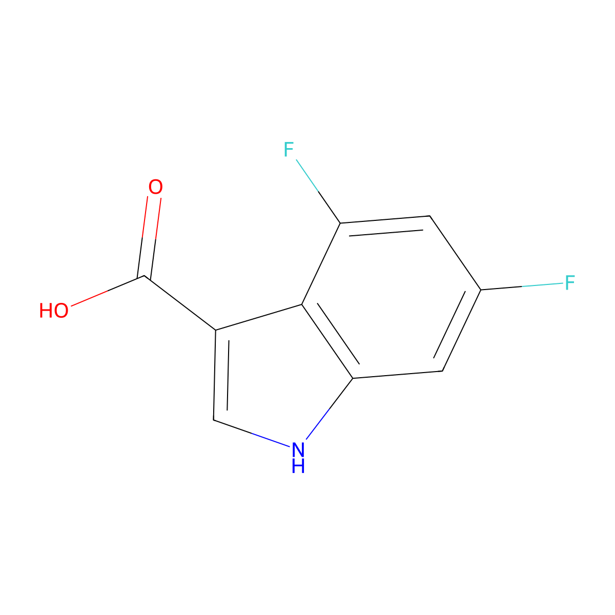 4,6-Difluoro-1H-indole-3-carboxylic acid molecular structure, CAS 1360960-52-6