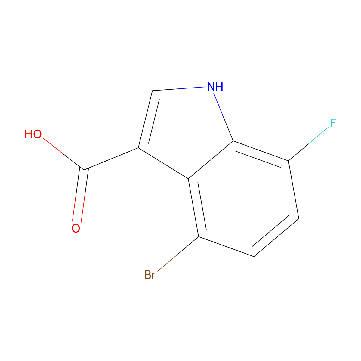 4-Bromo-7-fluoro-1H-indole-3-carboxylic acid molecular structure, CAS 1360960-60-6