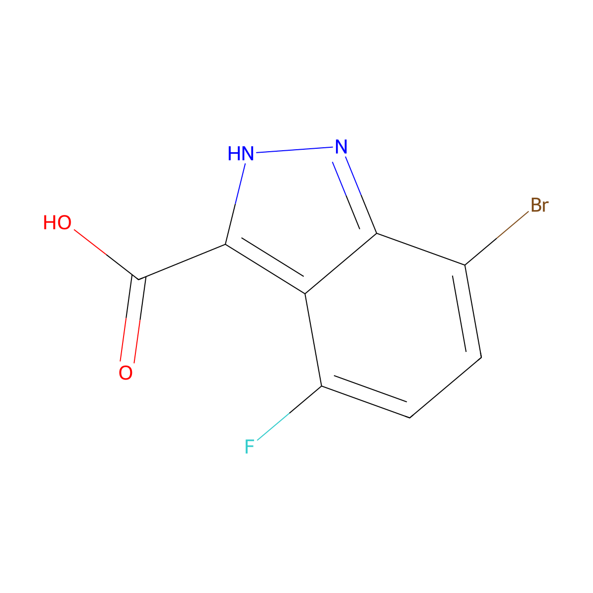 7-Bromo-4-fluoro-1H-indazole-3-carboxylic acid molecular structure, CAS 1360962-18-0