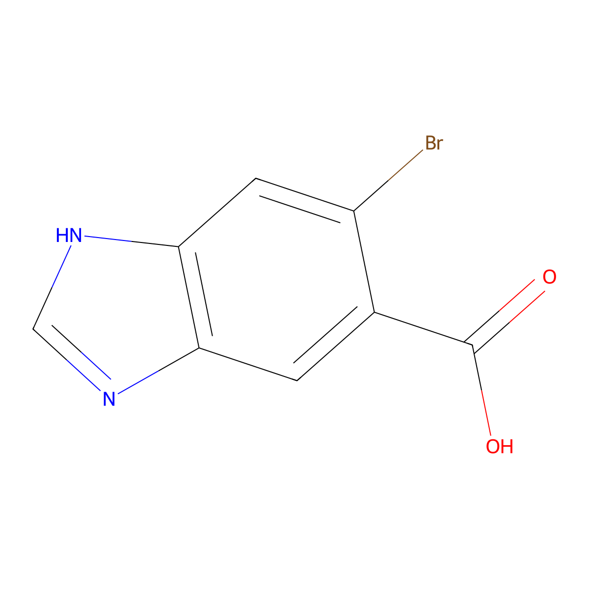 5-bromo-1H-1,3-benzodiazole-6-carboxylic acid molecular structure, CAS 1360963-43-4