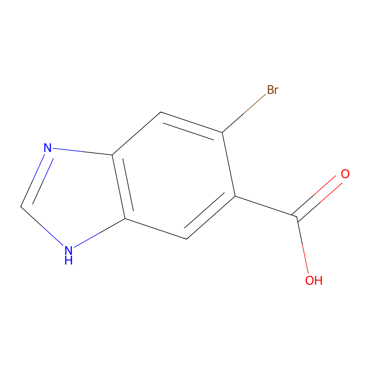 5-bromo-1H-1,3-benzodiazole-6-carboxylic acid molecular structure, CAS 1360963-43-4