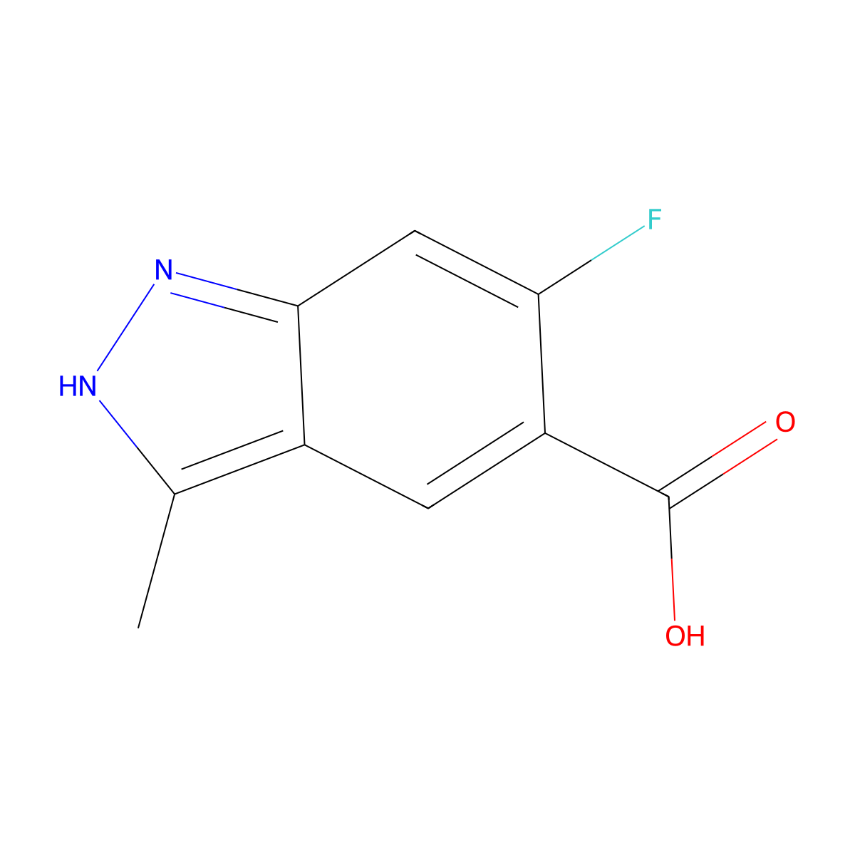 6-fluoro-3-methyl-1H-indazole-5-carboxylic acid molecular structure, CAS 1360964-01-7