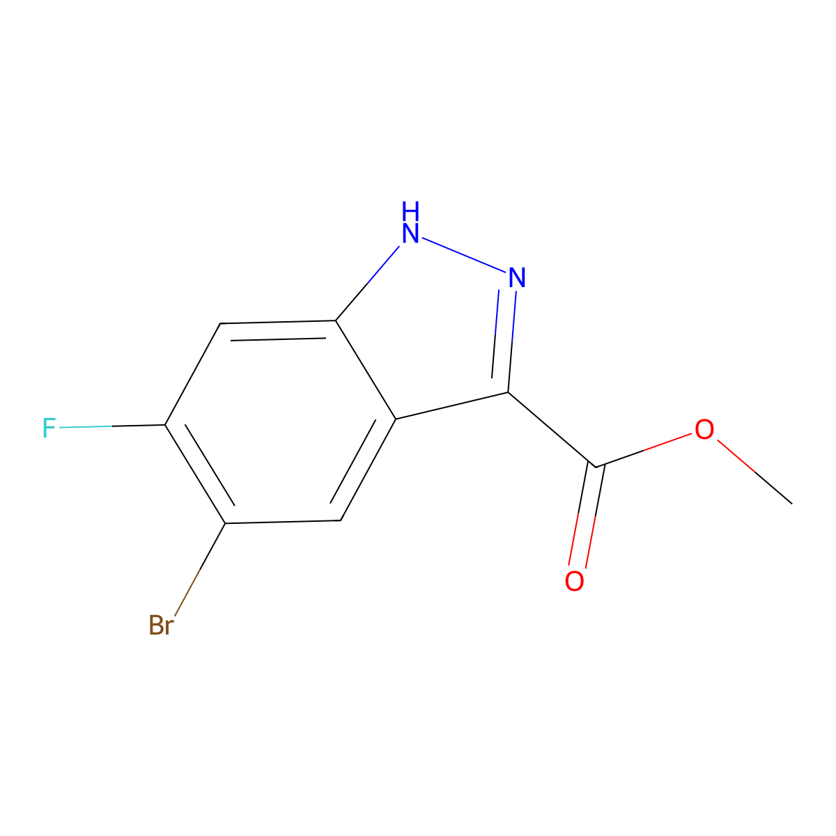 methyl 5-bromo-6-fluoro-1H-indazole-3-carboxylate molecular structure, CAS 1360965-16-7