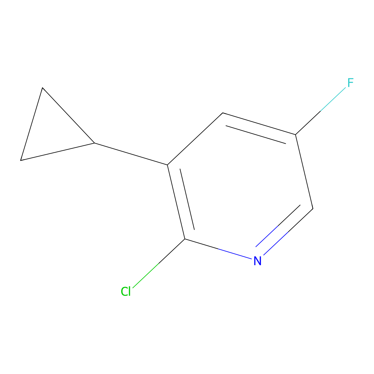 2-Chloro-3-cyclopropyl-5-fluoropyridine molecular structure, CAS 1360967-71-0